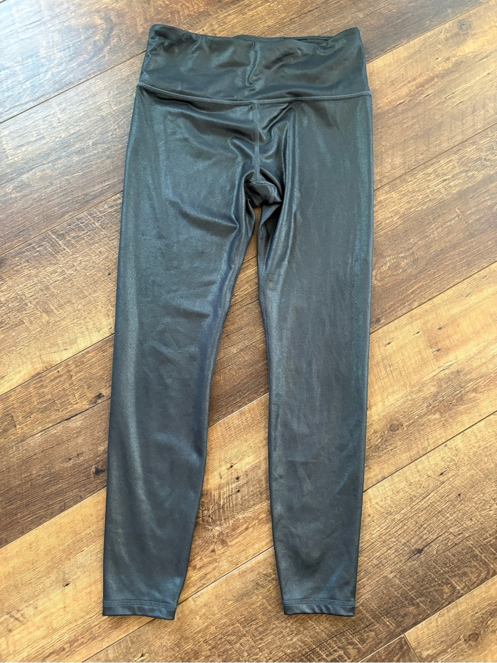 Athleta Womens Elation Ultra High Rise 7/8 Black Metallic Shimmer Leggings
